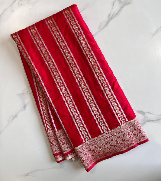 Red Pure Banarasi Satin saree