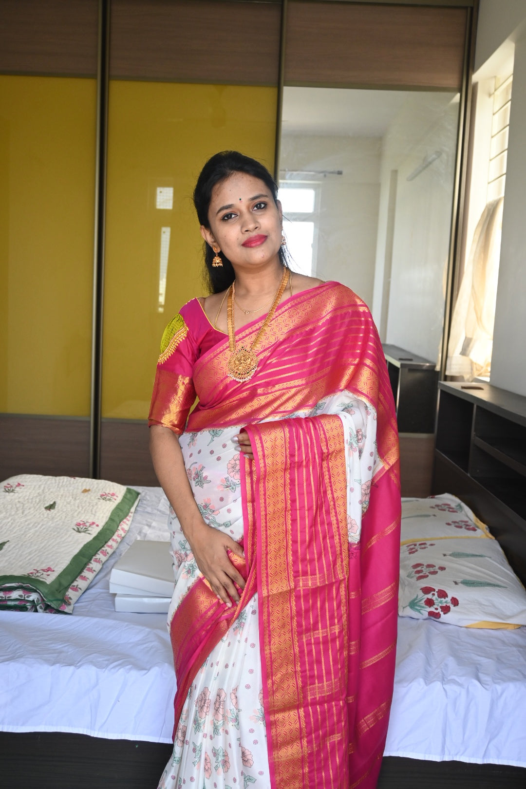 Semi Mysore Crepe Silk Saree