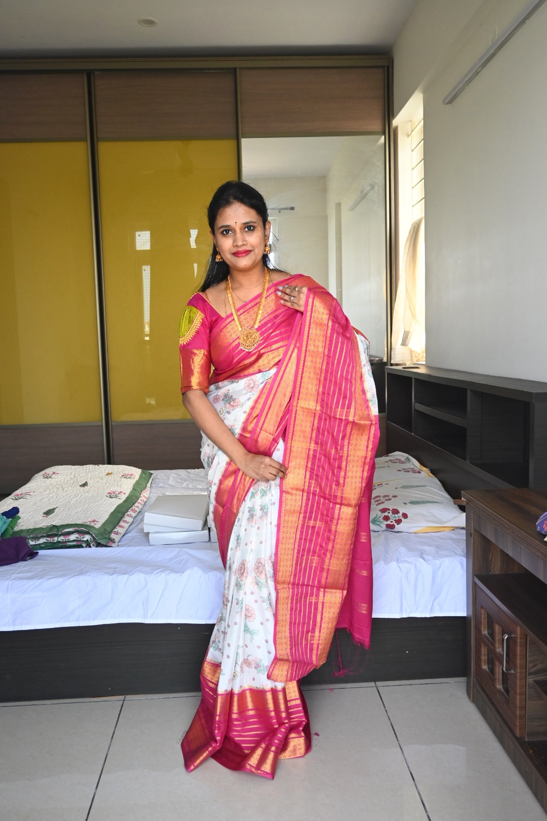 Semi Mysore Crepe Silk Saree