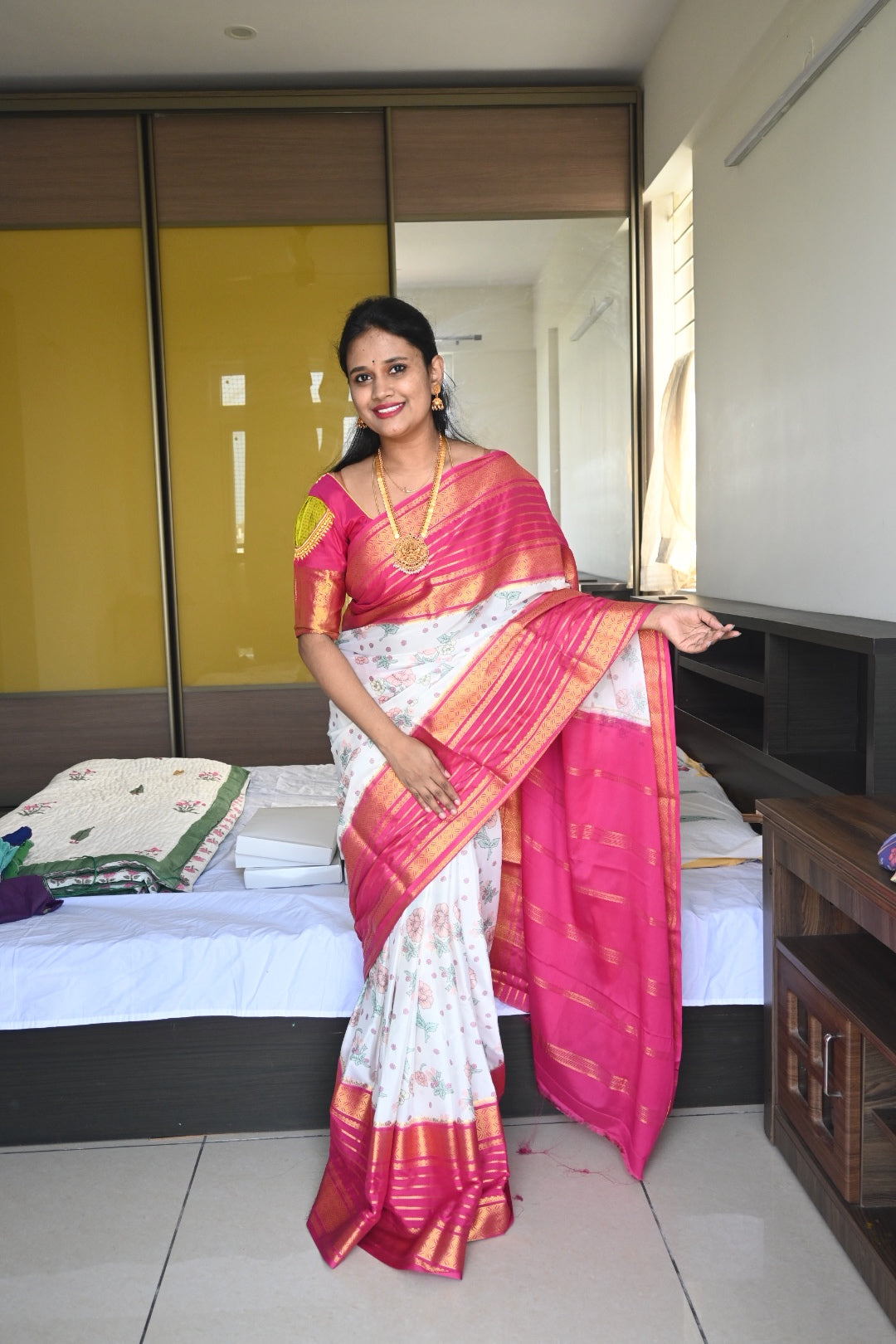 Semi Mysore Crepe Silk Saree