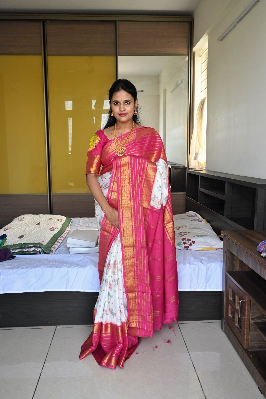 Semi Mysore Crepe Silk Saree