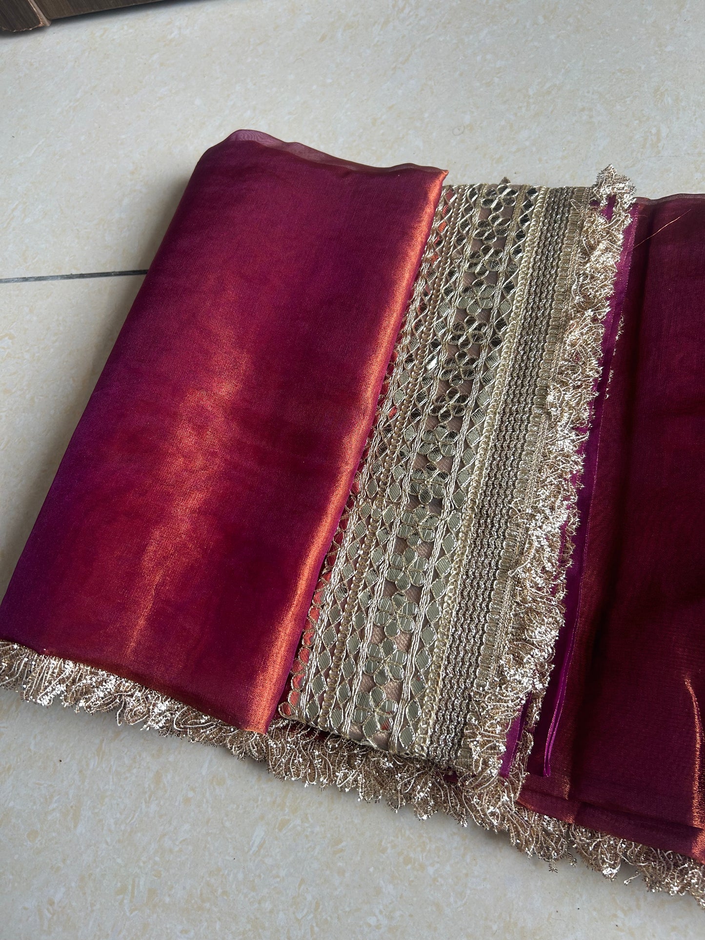 Copperish Purple Tissue Silk Saree