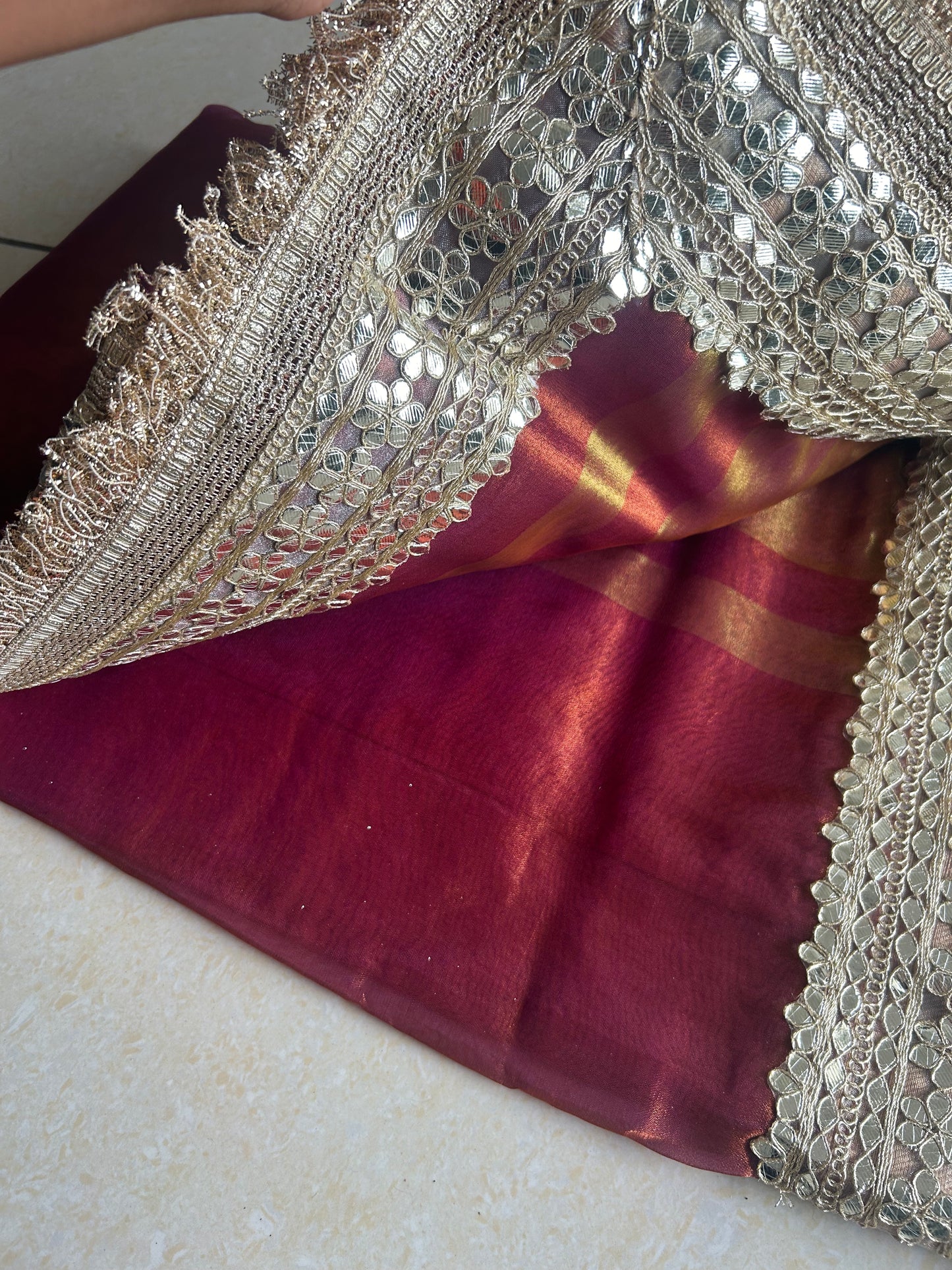 Copperish Purple Tissue Silk Saree