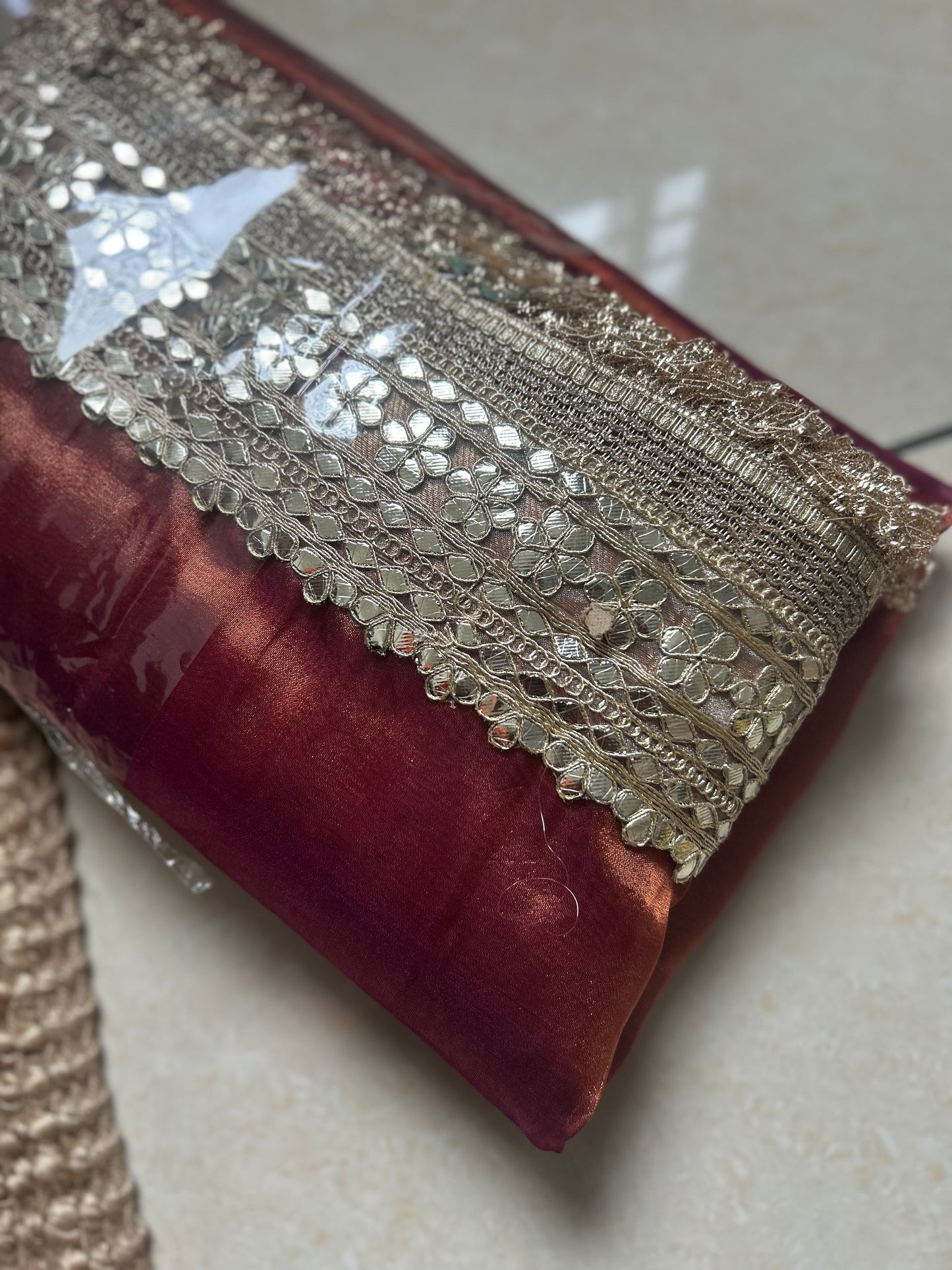 Copperish Purple Tissue Silk Saree