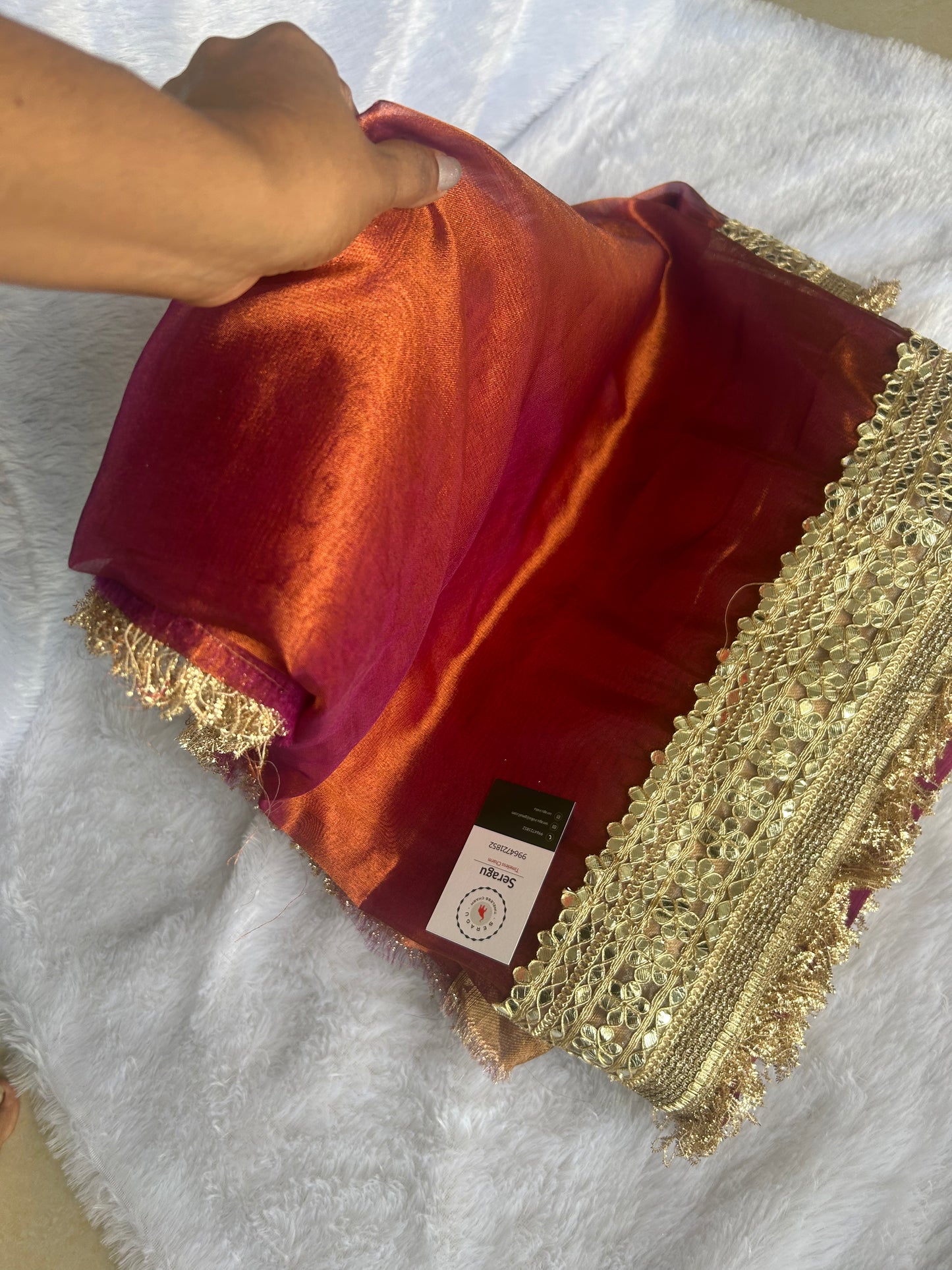 Copperish Purple Tissue Silk Saree