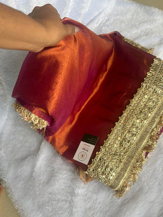 Copperish Purple Tissue Silk Saree