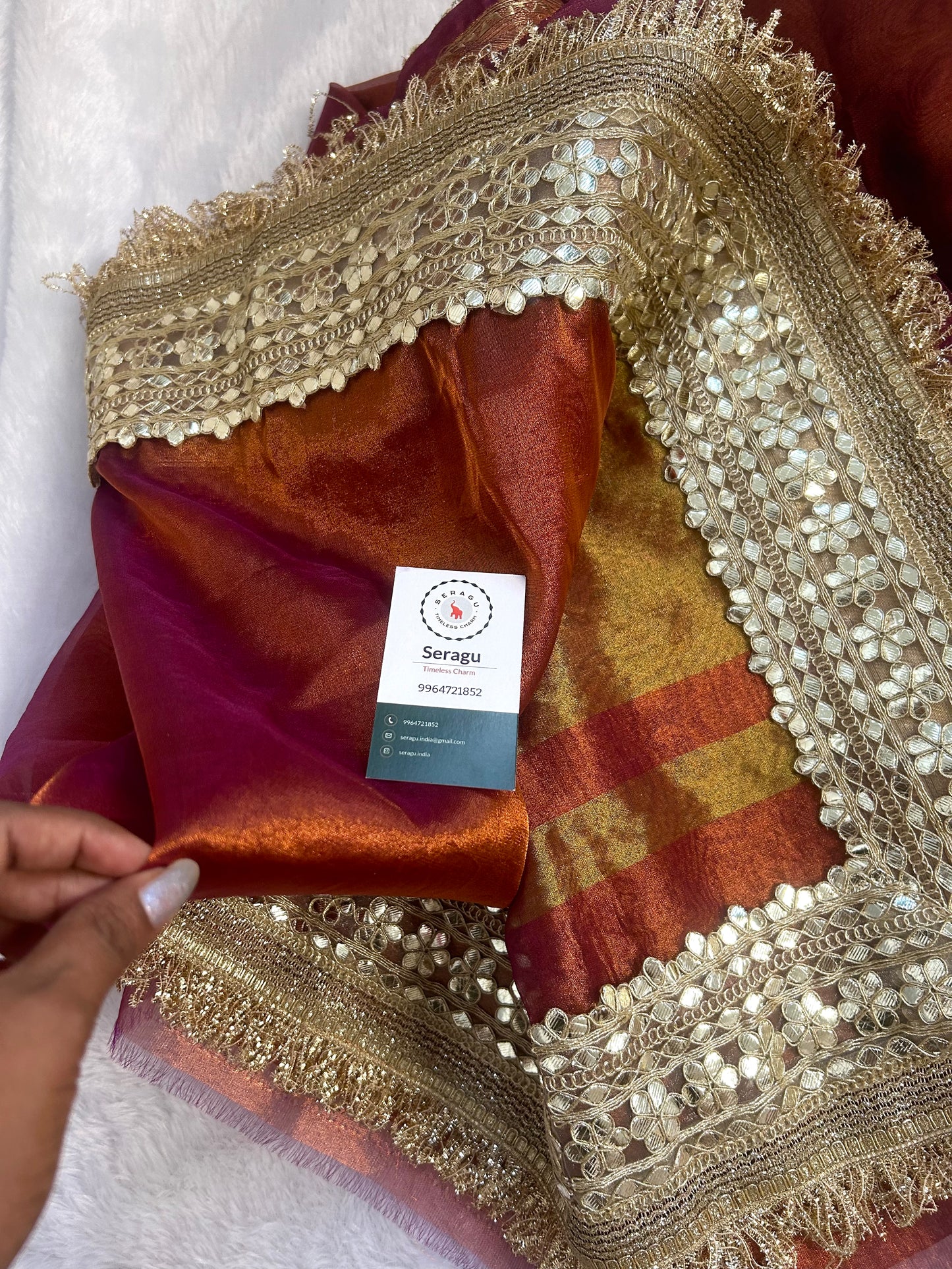 Copperish Purple Tissue Silk Saree