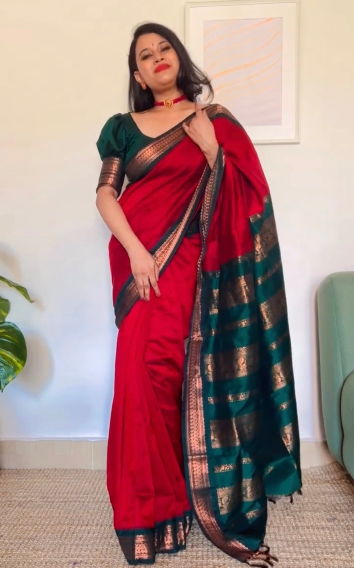 Red Silk Cotton Saree