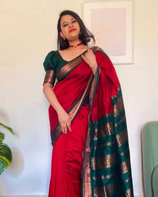 Red Silk Cotton Saree