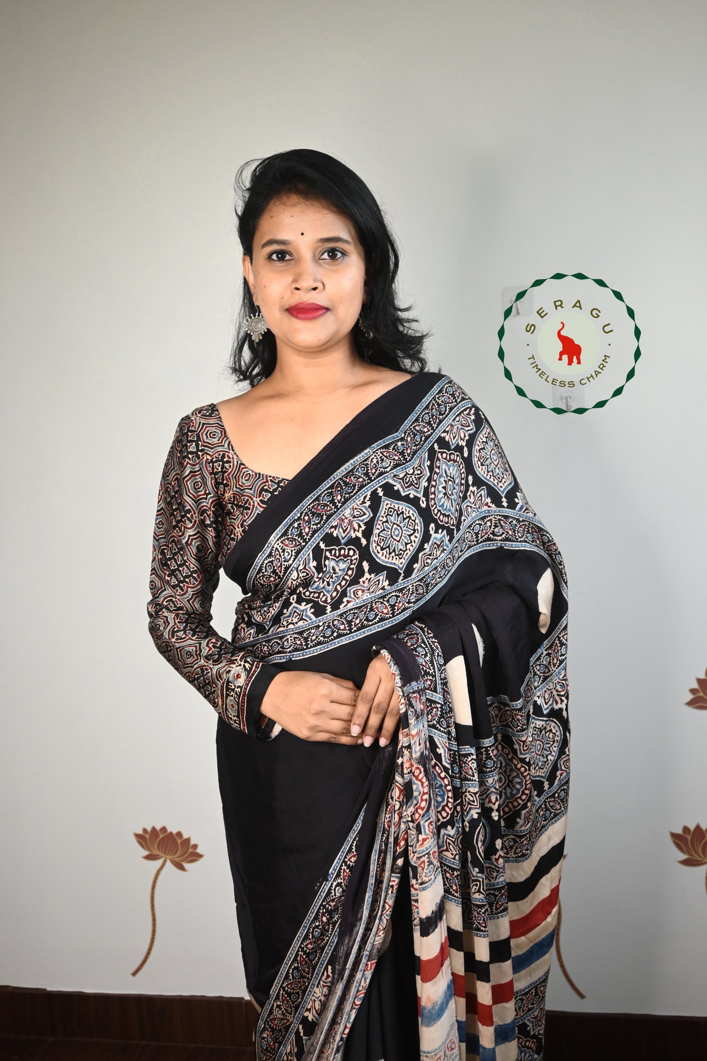 Ajrakh Modal Silk Saree