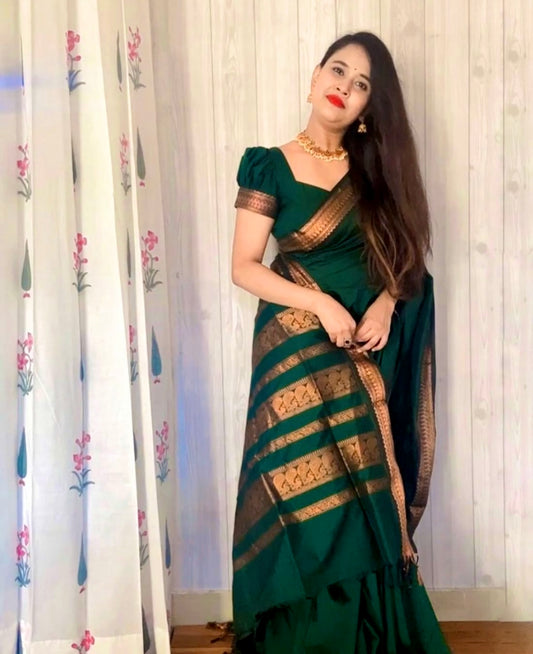 Green Silk Cotton Saree