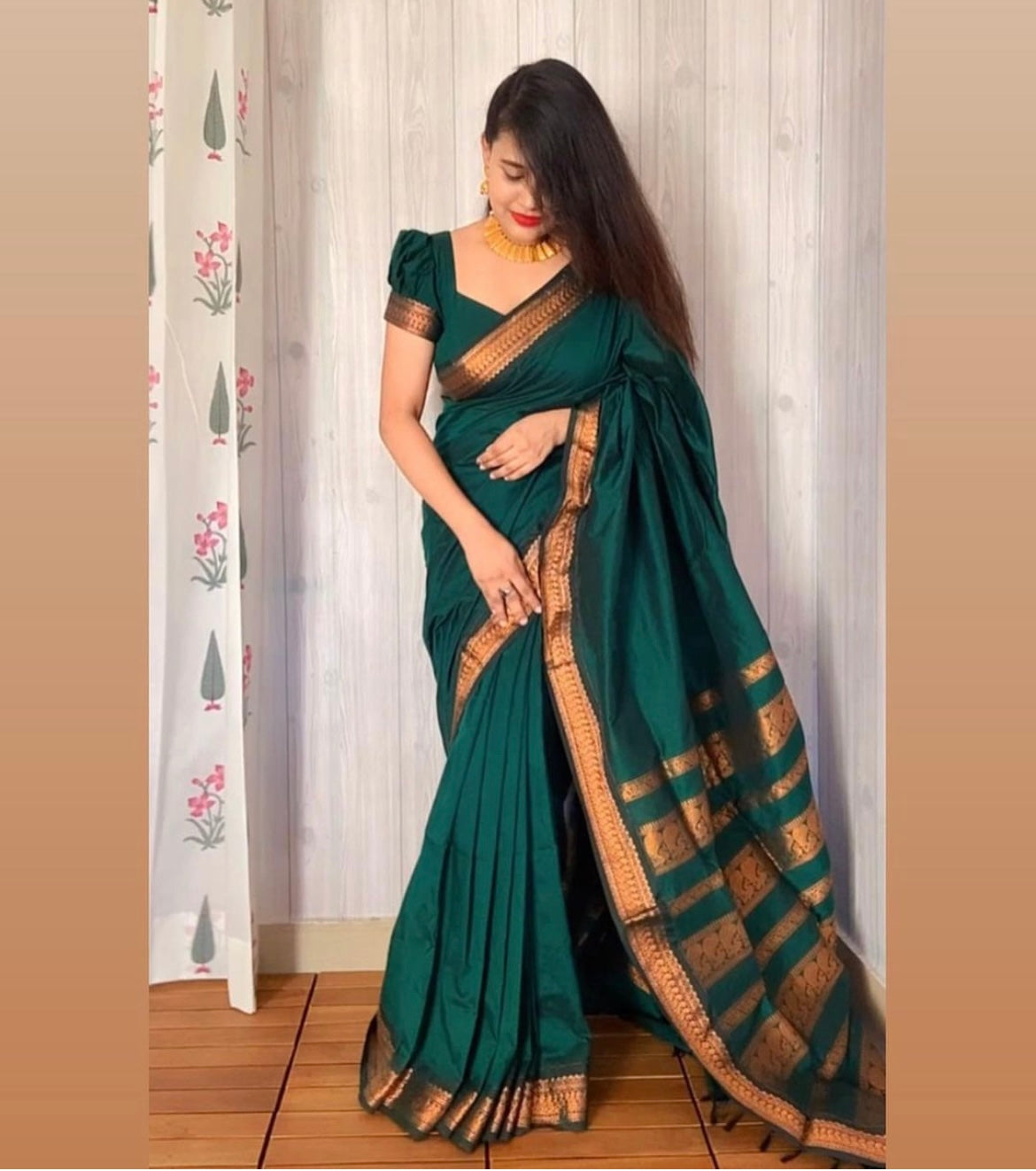 Green Silk Cotton Saree