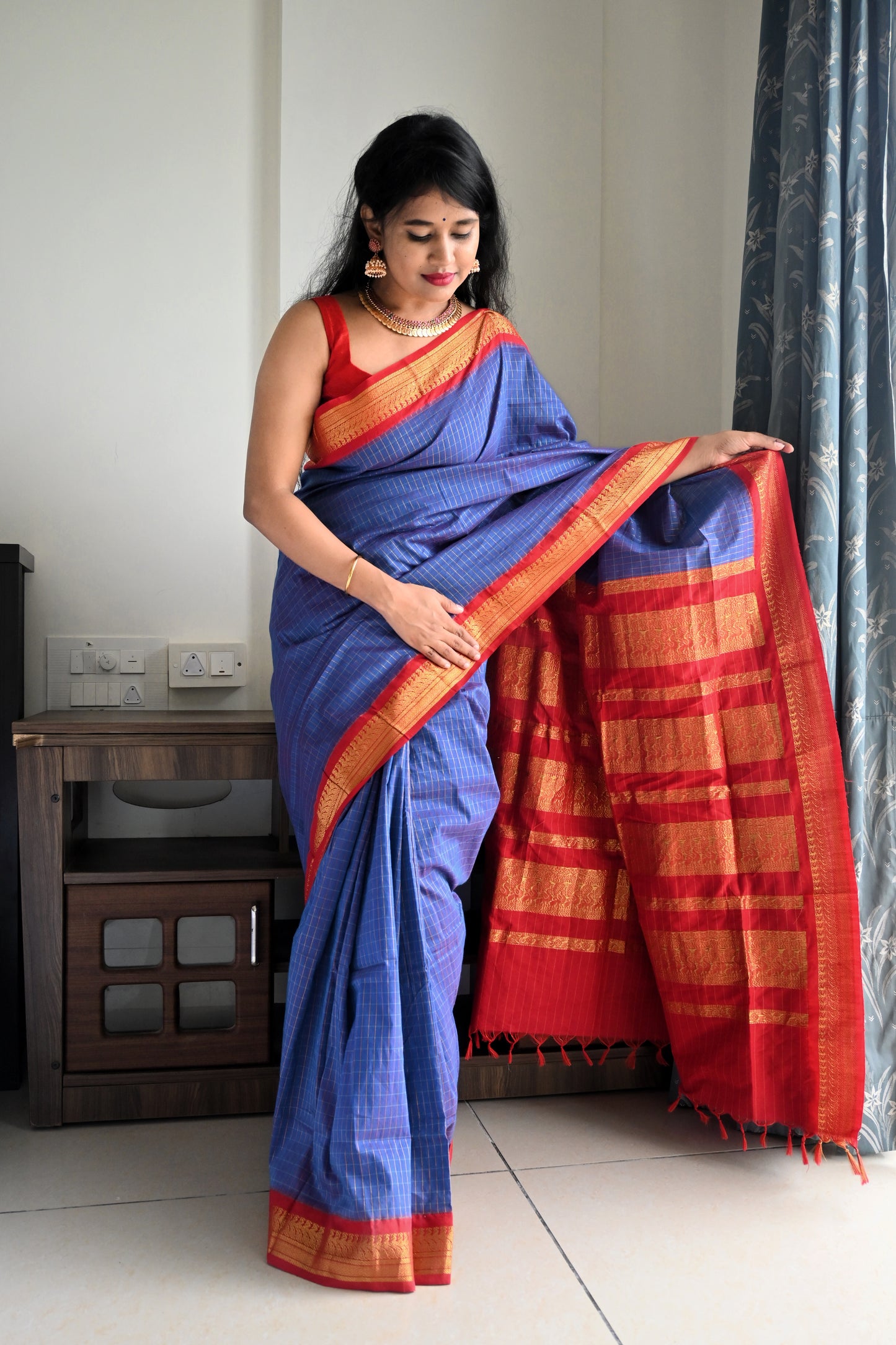 Blue Silk Cotton Saree