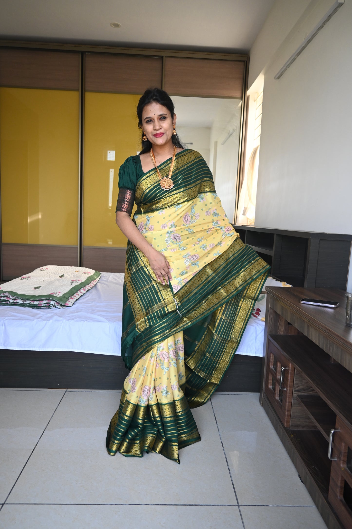 Semi Mysore Crepe Silk Saree