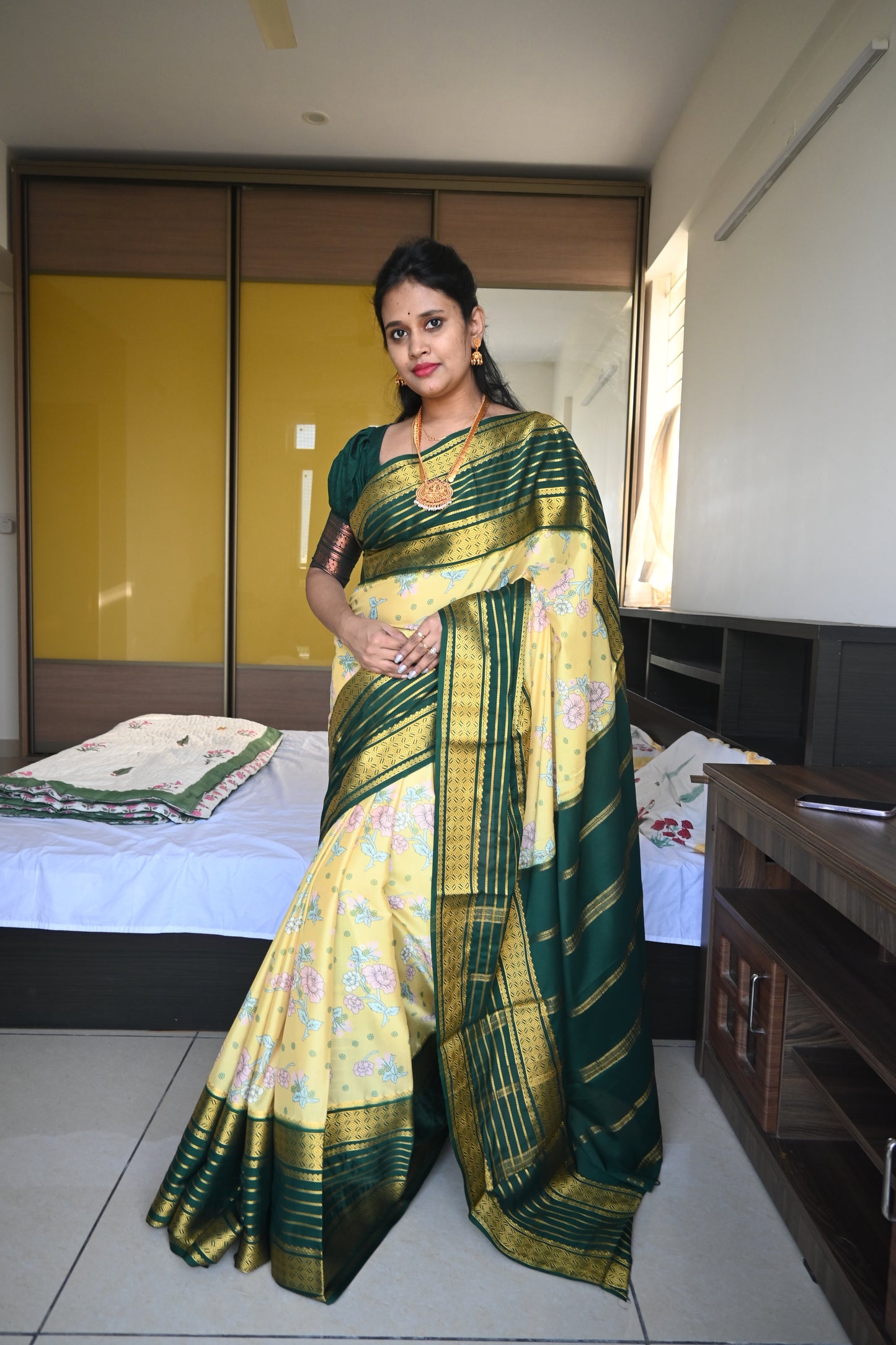 Semi Mysore Crepe Silk Saree