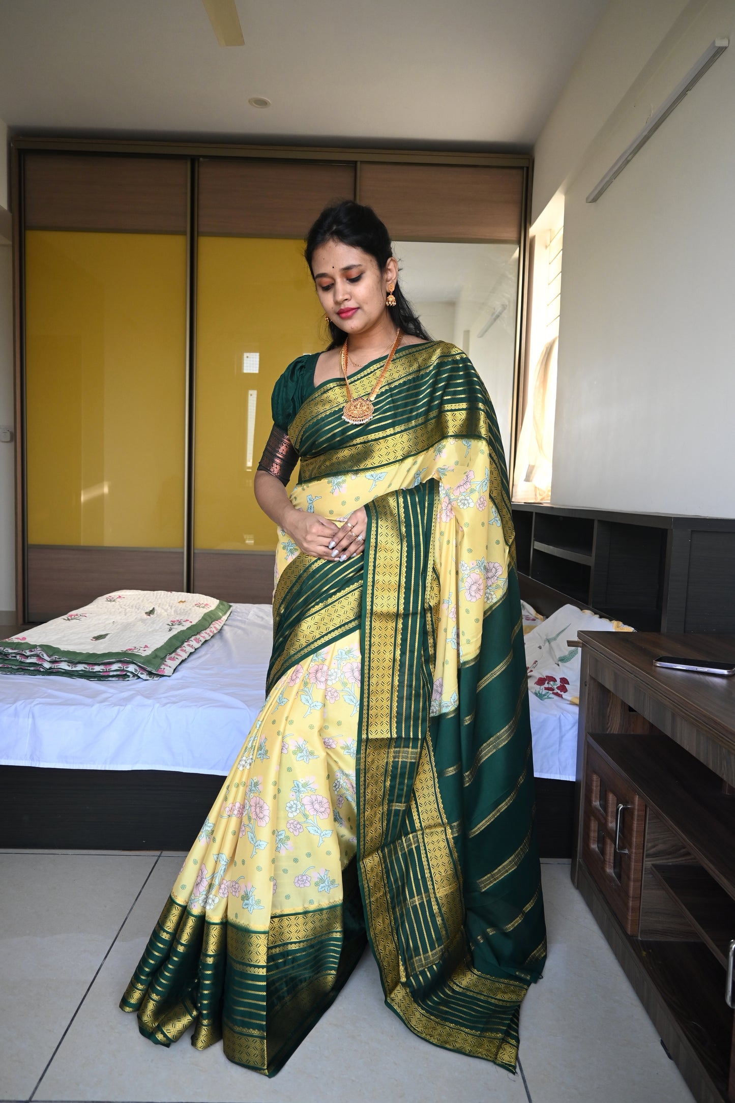 Semi Mysore Crepe Silk Saree