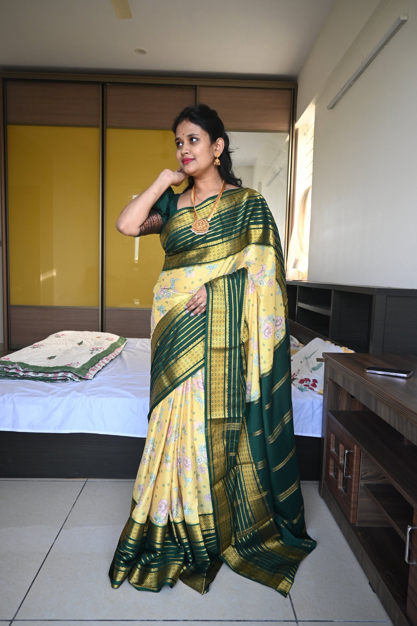 Semi Mysore Crepe Silk Saree