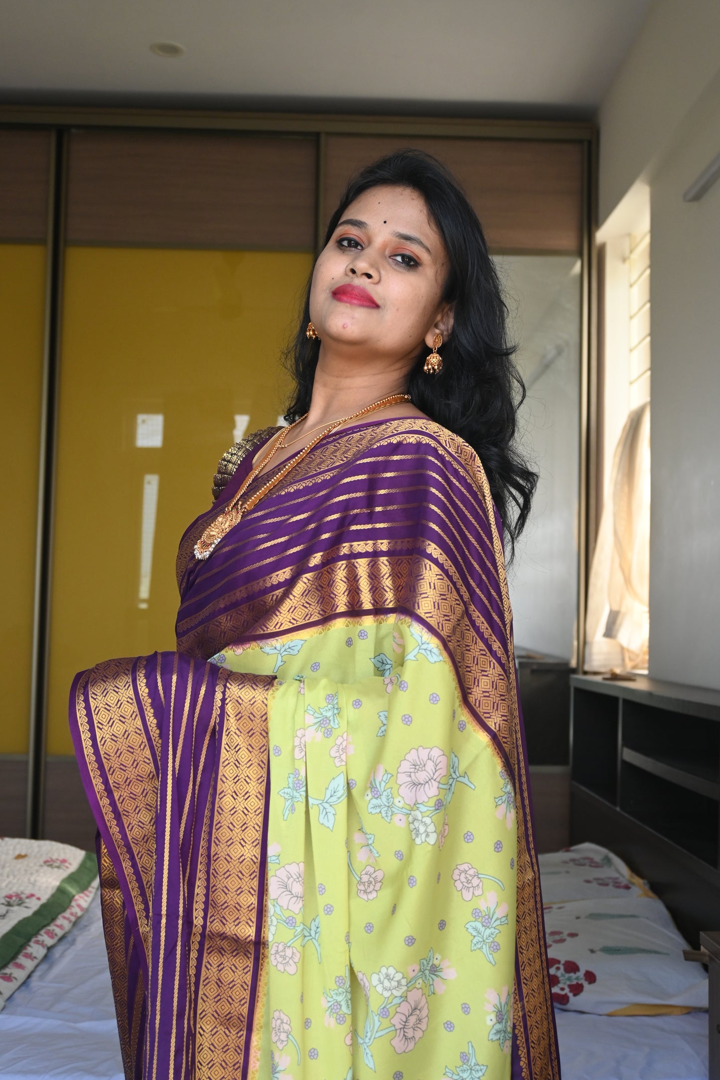 Semi Mysore Crepe Silk Saree