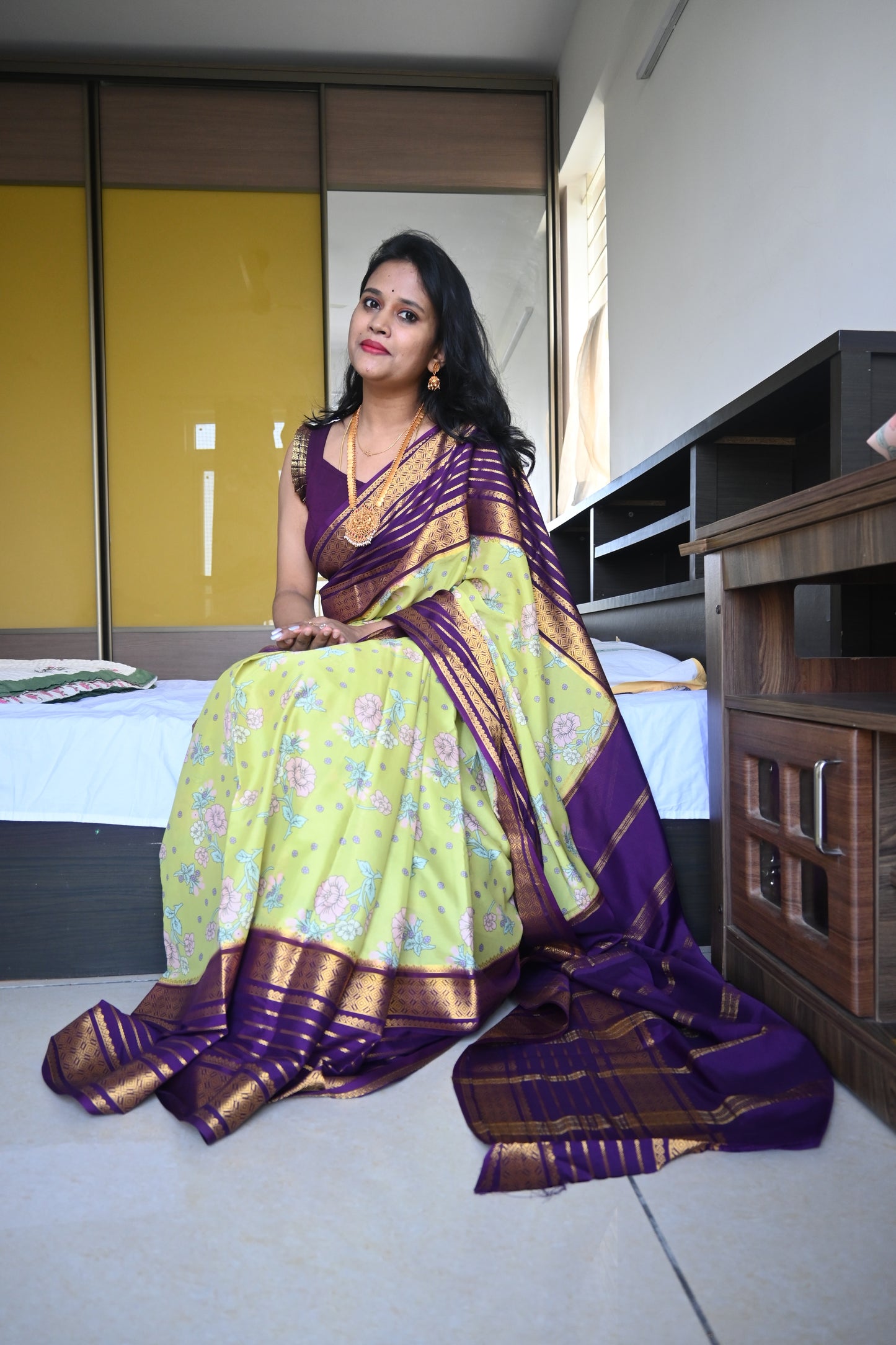 Semi Mysore Crepe Silk Saree