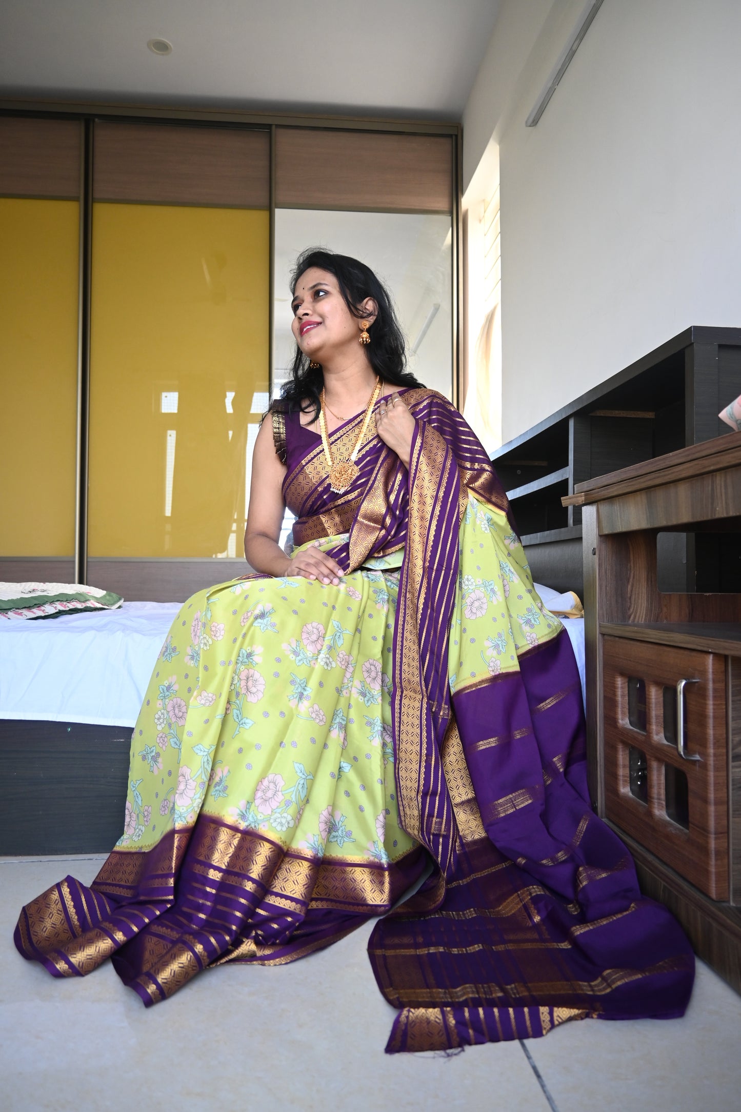 Semi Mysore Crepe Silk Saree