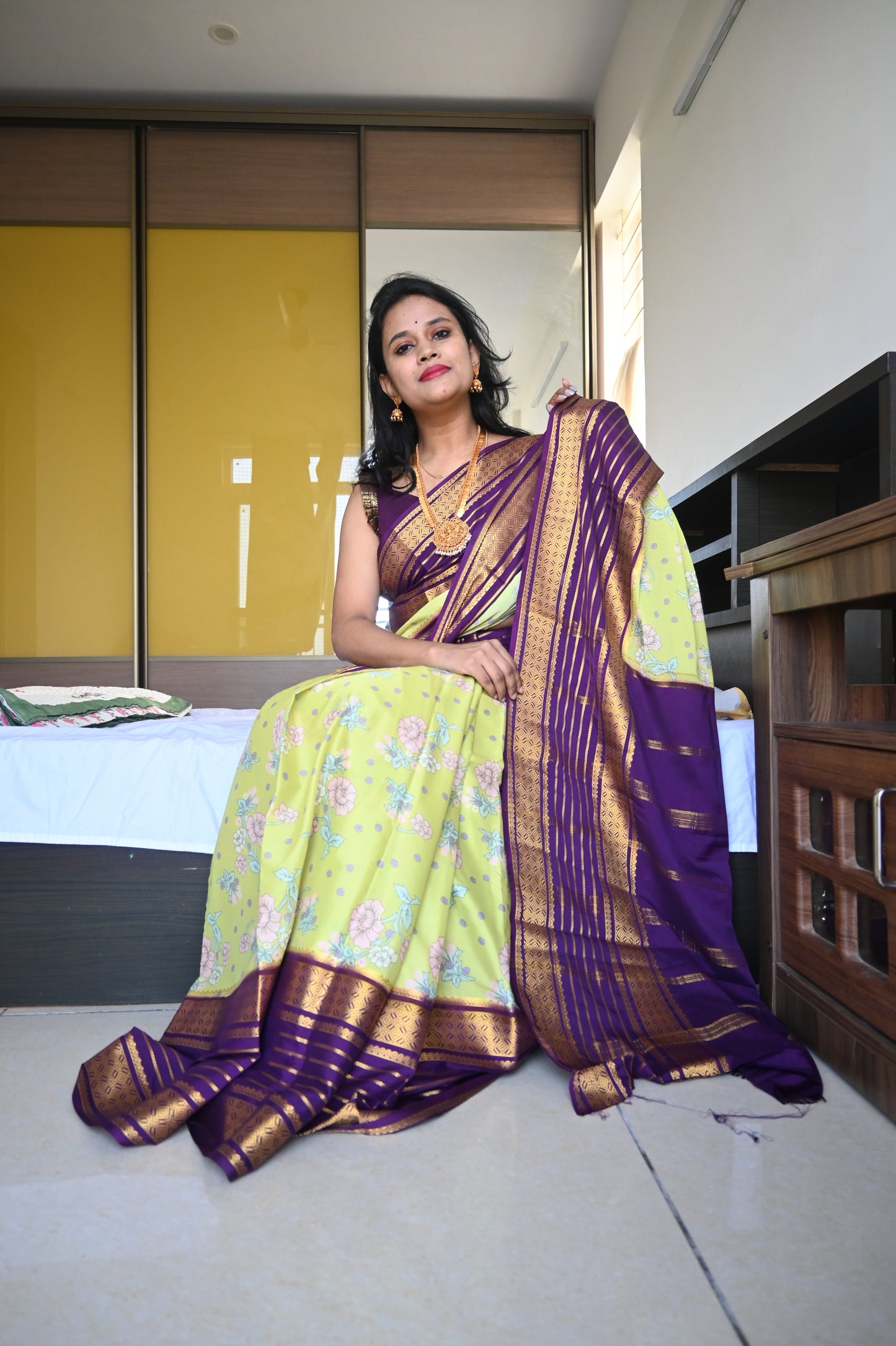 Semi Mysore Crepe Silk Saree