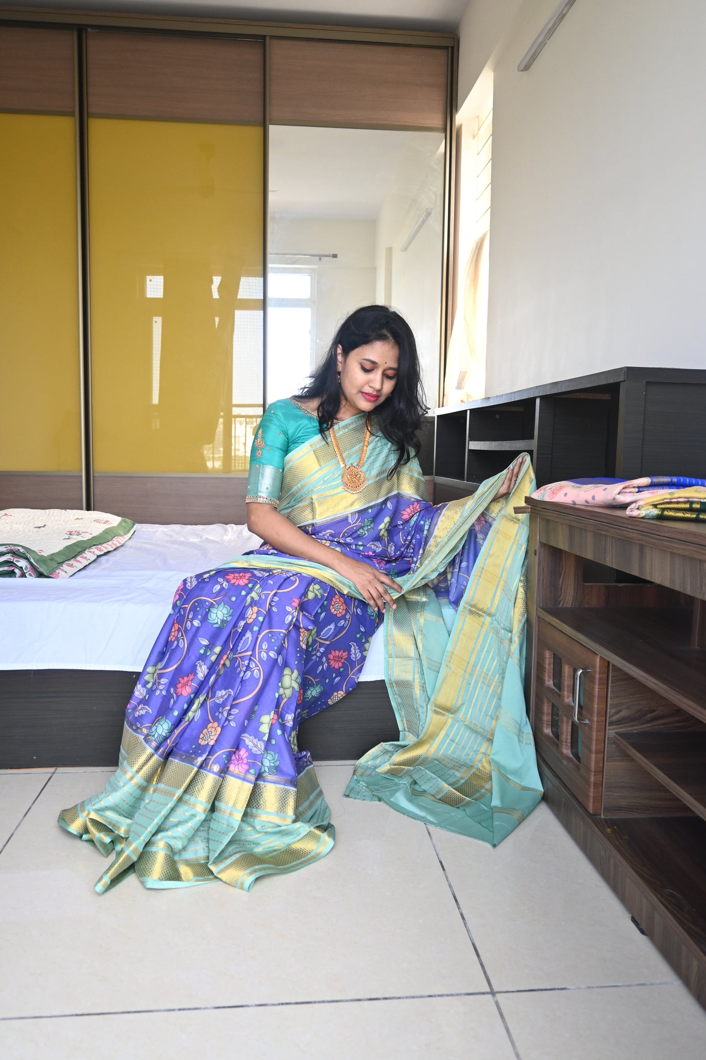 Semi Mysore Crepe Silk Saree