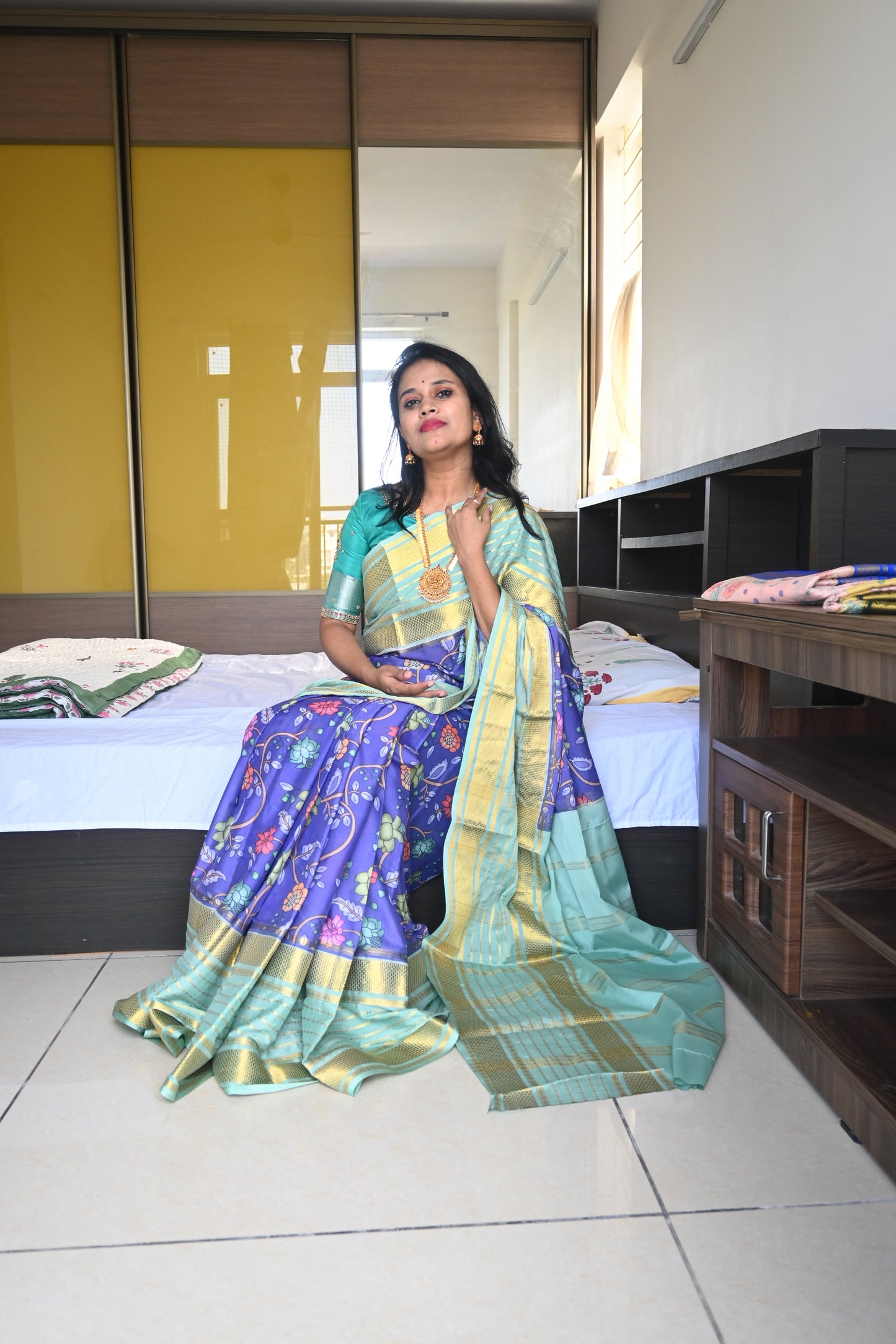 Semi Mysore Crepe Silk Saree