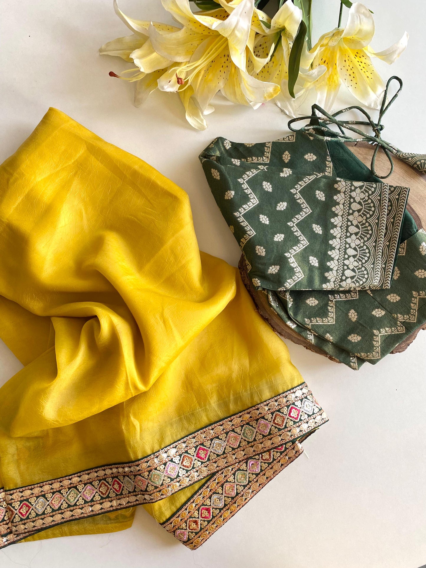 Yellow soft tissue silk saree