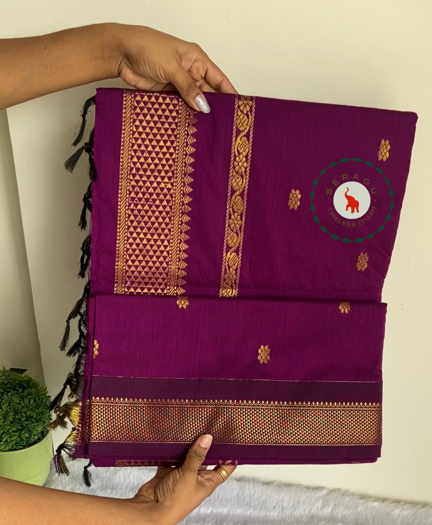 Magenta Soft Cotton Silk saree