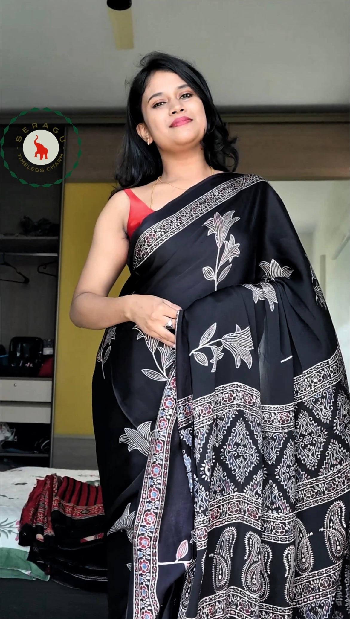 Ajrakh Modal Silk Saree