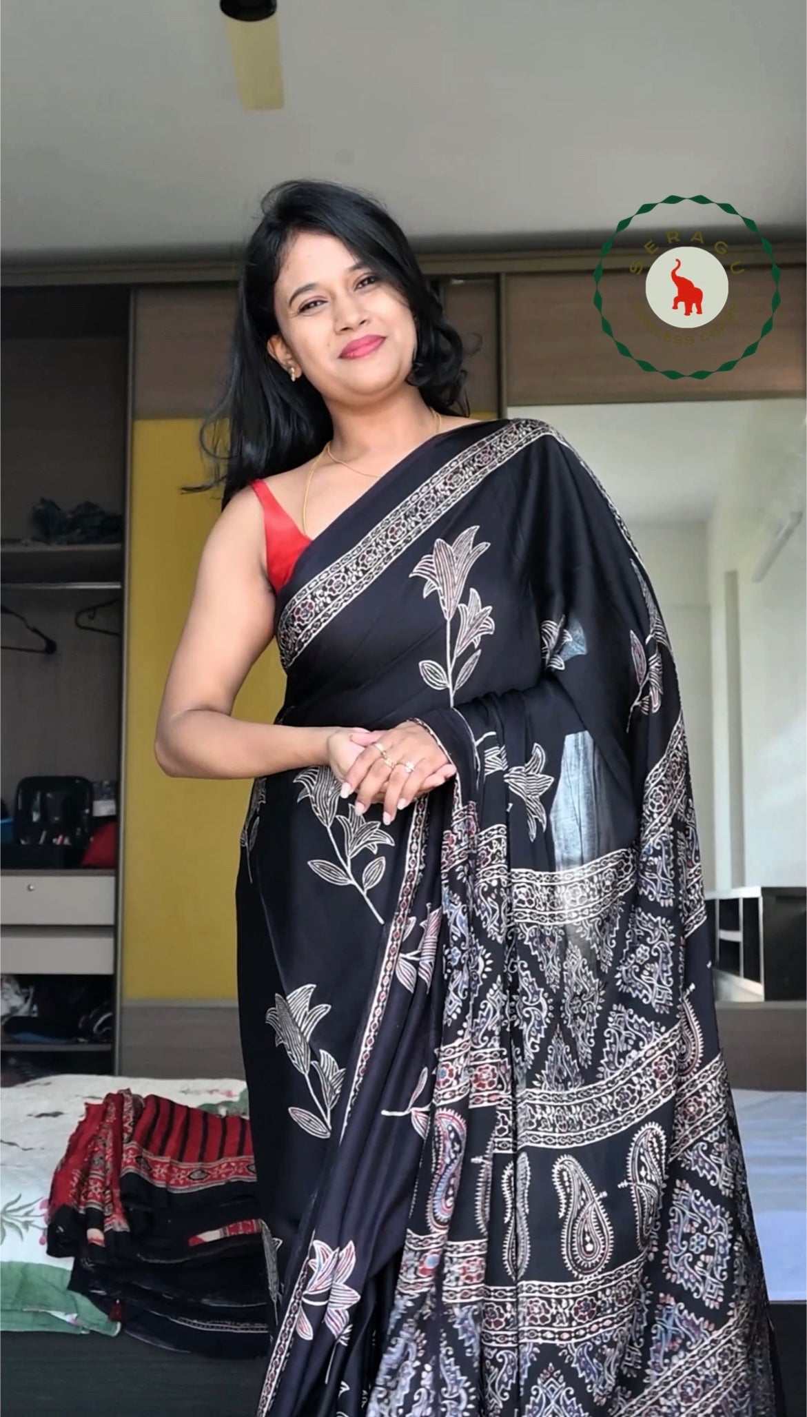 Ajrakh Modal Silk Saree