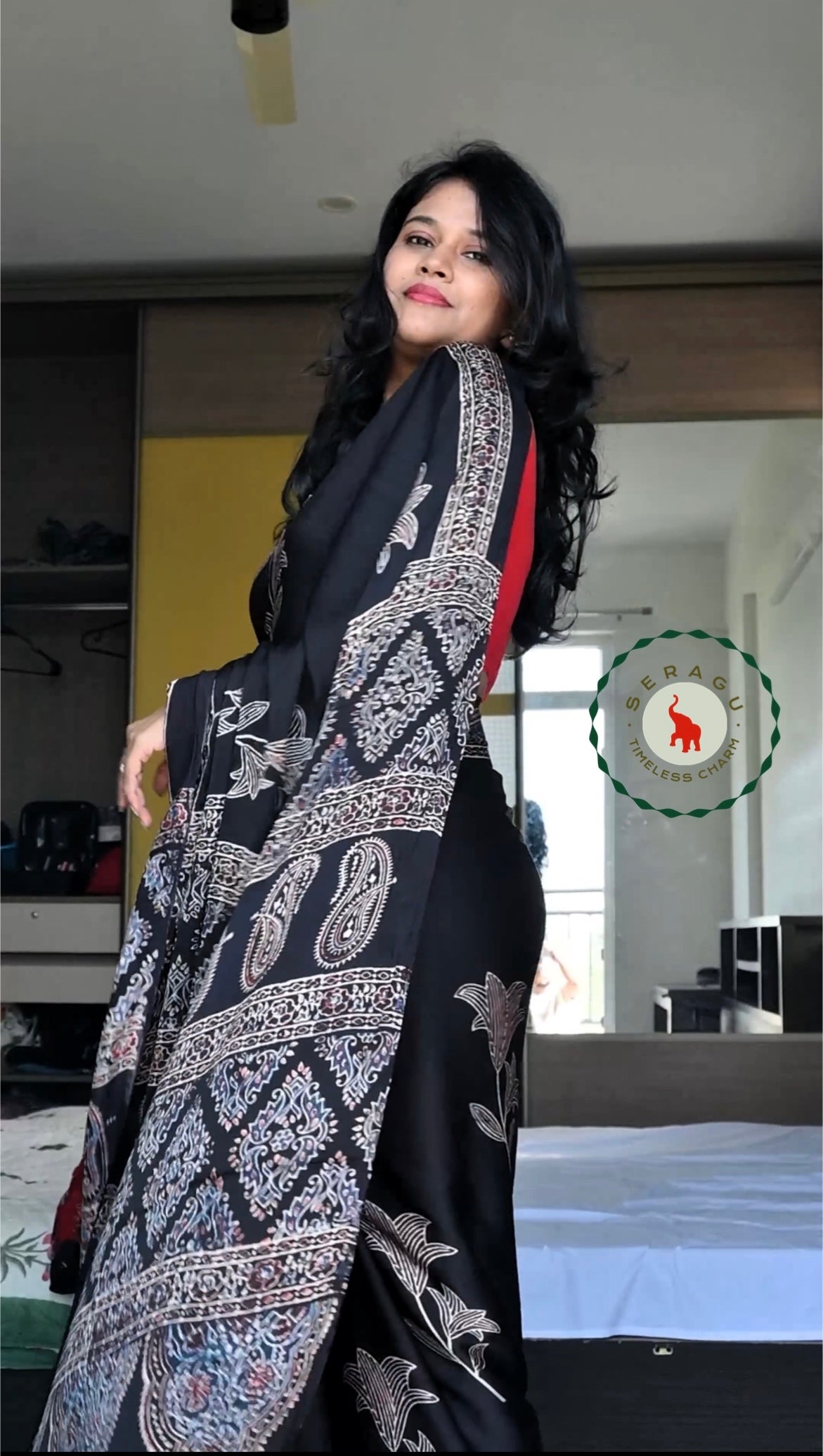 Ajrakh Modal Silk Saree