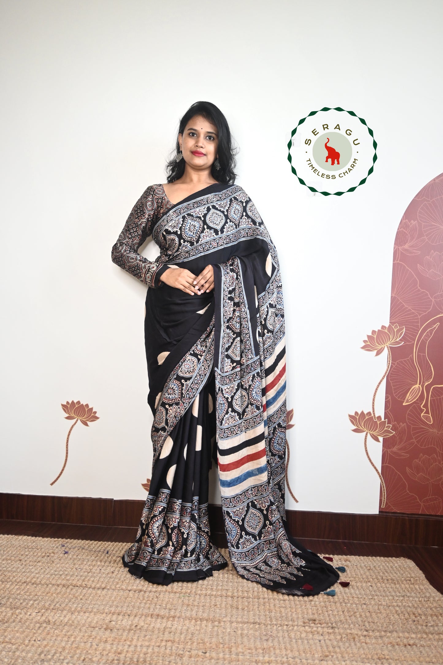 Ajrakh Modal Silk Saree