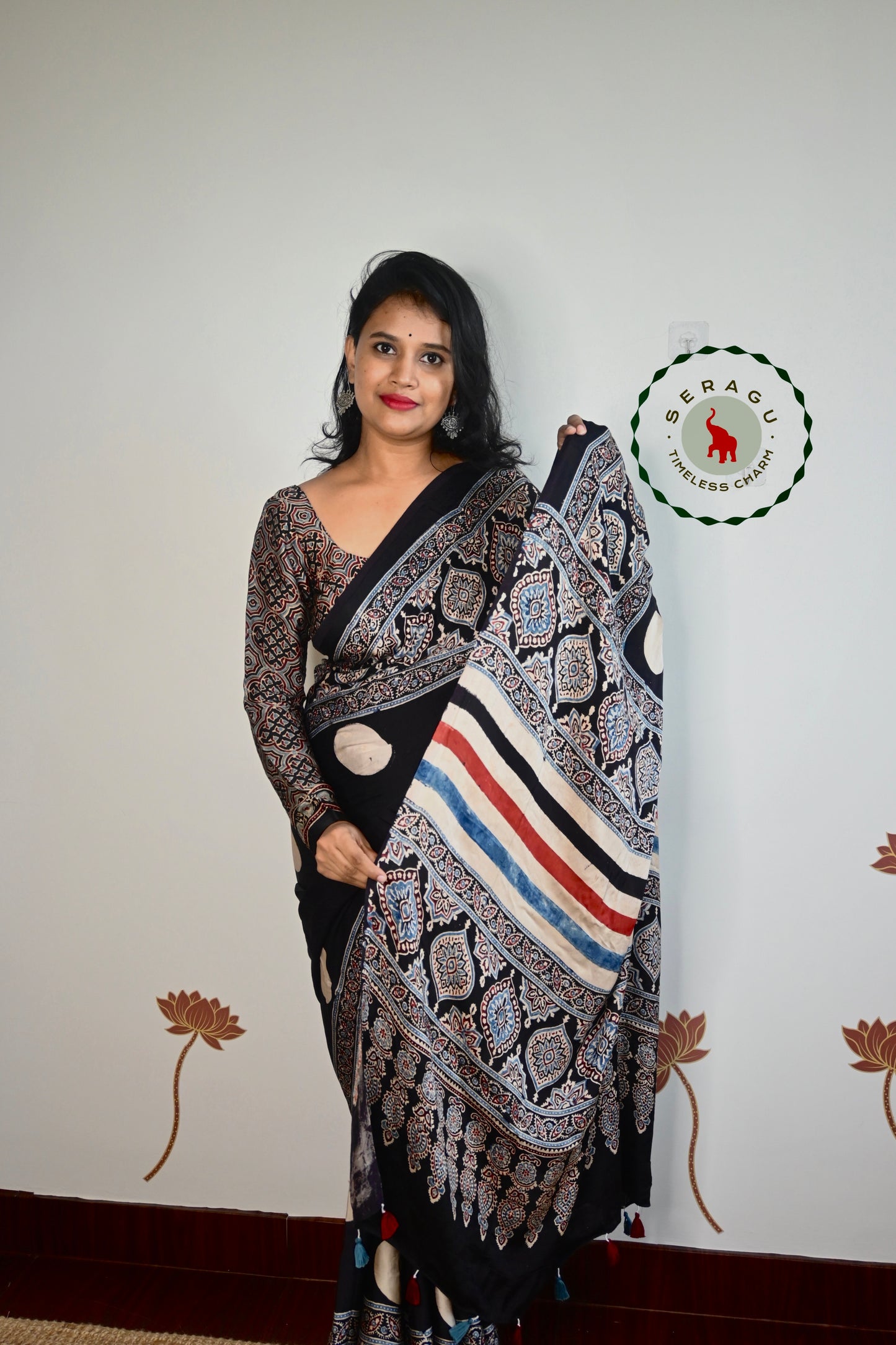 Ajrakh Modal Silk Saree